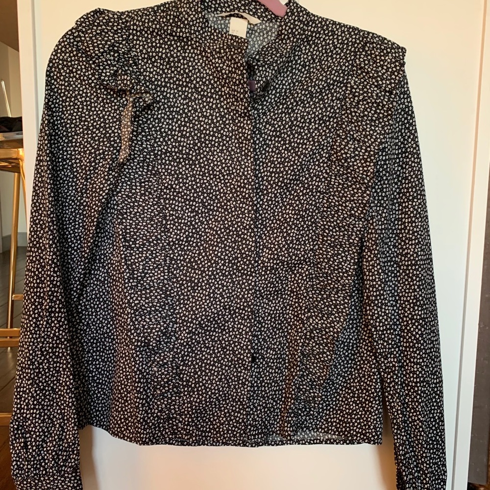 H&M FLORAL RUFFLE BLOUSE - Picture 2 of 4